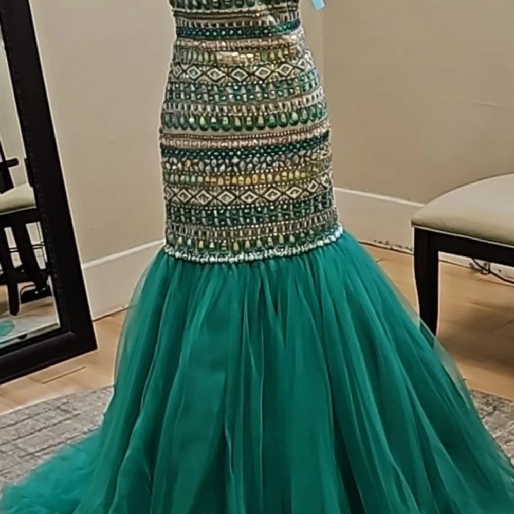 Prom green  Strapless Beaded Gown - Picture 8 of 8